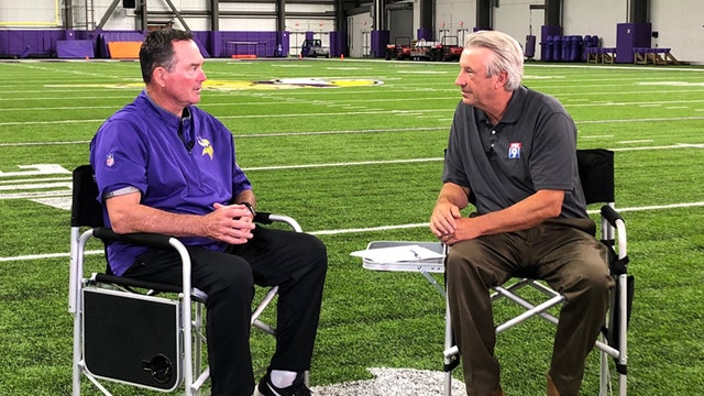 Vikings HC Mike Zimmer participates in casting competition vs. FOX 9's Jim Rich