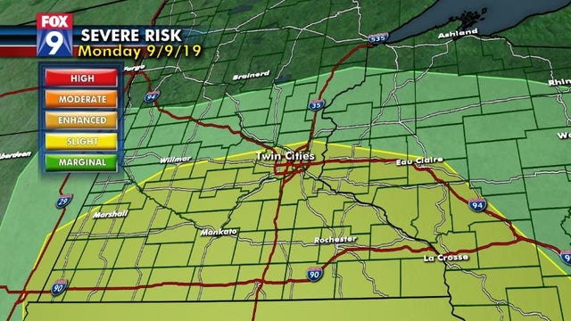 Strong to severe storms could develop in southern Minnesota, Twin Cities Monday afternoon
