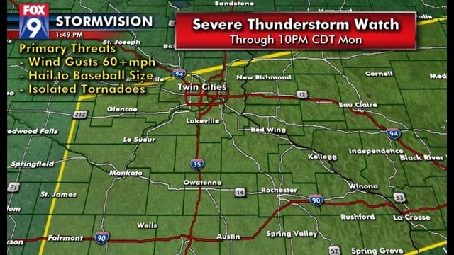 Twin Cities Metro under Severe Thunderstorm Watch until 10 p.m.