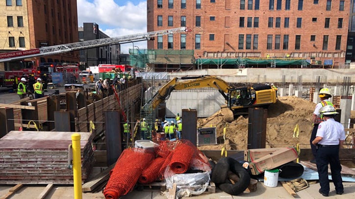 Trench collapses at construction site in downtown Minneapolis | FOX 9 ...