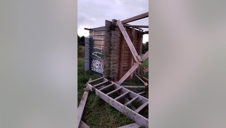 deer stand vandalized