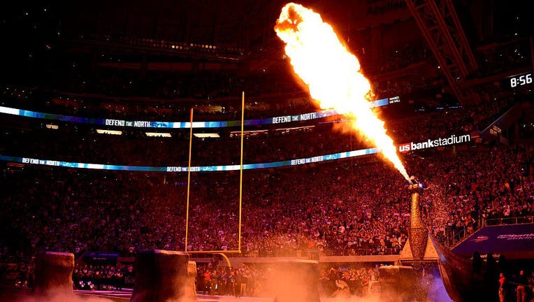 Minnesota Vikings pregame pyrotechnics dragon