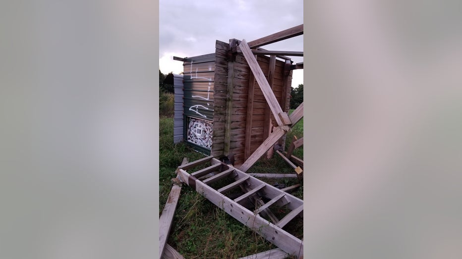 deer stand vandalized