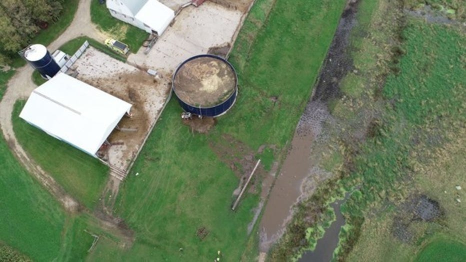 Drone view of manure tank