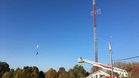 BASE jumper arrested in Menomonie, Wis. after getting parachute entangled with cell tower wire