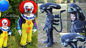 Mom spends up to 50 hours crocheting amazing Halloween costumes including ‘Alien,’ ‘Pennywise’