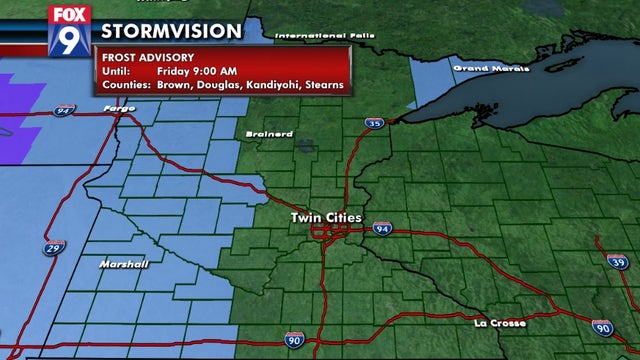 Frost advisory overnight for much of western Minnesota