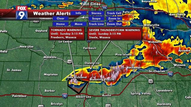 Tornado warnings issued for Freeborn and Waseca counties