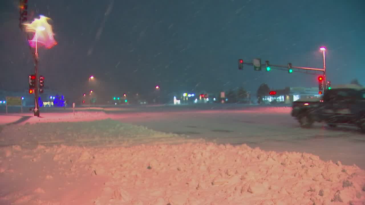 Snow on Highway 212 in Chanhassen, Minnesota