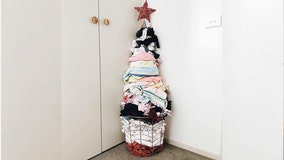 This mom’s Christmas tree made of laundry is the most relatable holiday decor ever