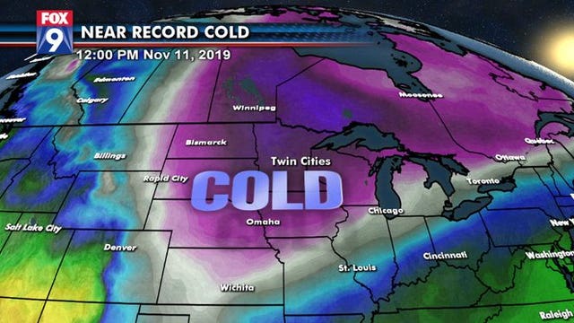 Record cold possible Monday with some unusual lake effect snow
