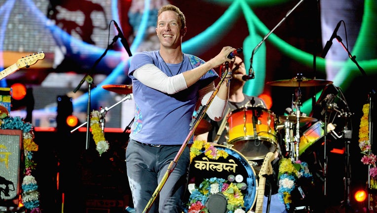 Chris Martin of Coldplay performs onstage during the Coldplay 