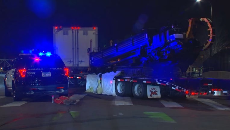 crash scene between bike and semi 12th and Linden