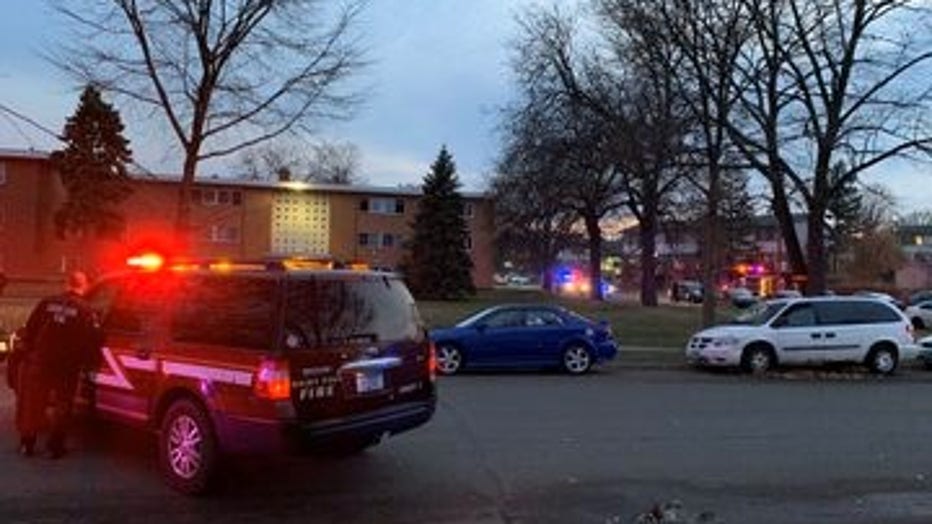St. Paul Fire crews respond to an apartment fire in St. Paul Wednesday.