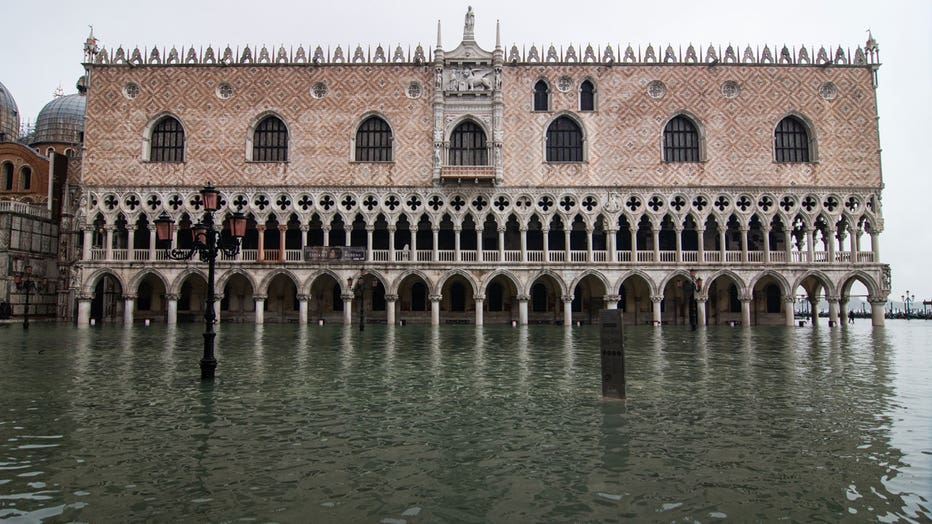 A building in St. Mark's Square in Venice is underwater after the city experiences its second-worst flooding ever recorded. (Photo by Simone Padovani/Awakening/Getty Images)