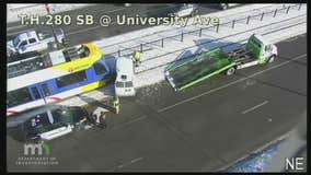 Green Line light rail train collides with delivery van making illegal U-turn on University Avenue