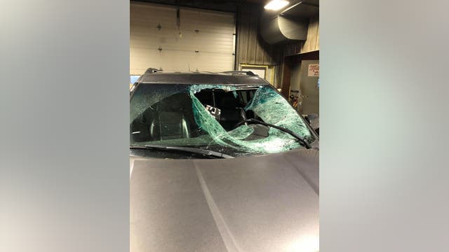 Ice chunk from passing pickup truck pierces windshield of Red Wing woman's SUV
