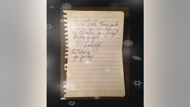Package thief leaves thank you note on St. Paul customer's door