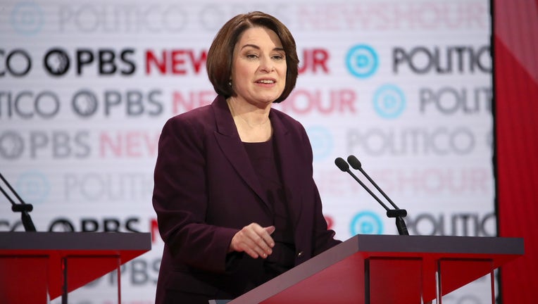 Amy Klobuchar on debate stage