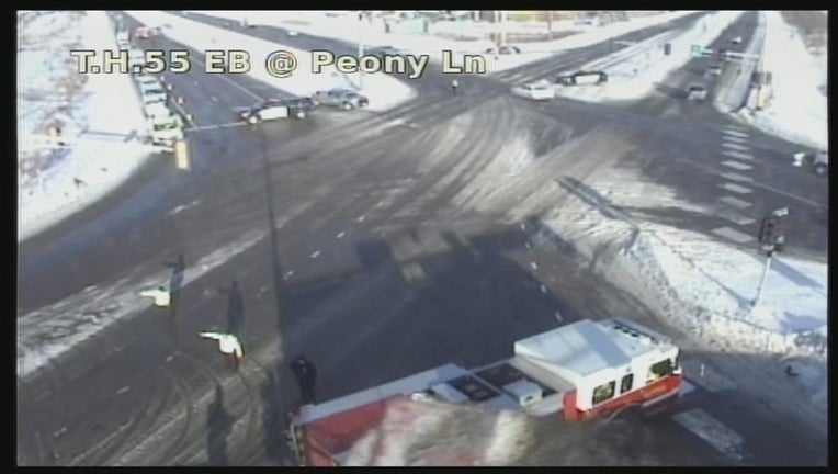 crash between Jeep and semi in Plymouth, Minnesota