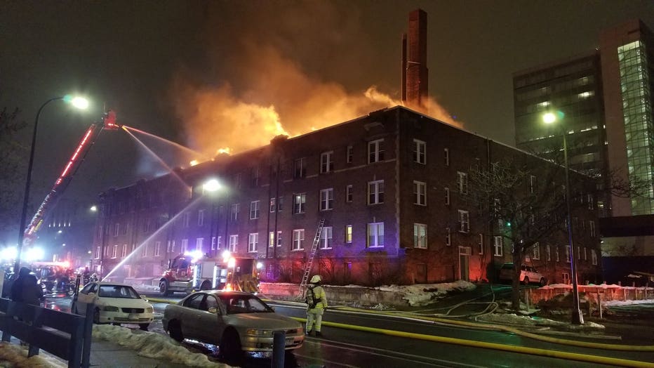 Fire at the Francis Drake Hotel in downtown Minneapolis