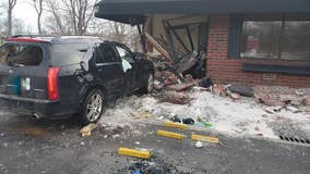 Driver injured after crashing into building in Anoka, Minnesota