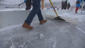Cold and snow doesn't slow pond hockey players on Lake Minnetonka