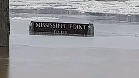 Ice jam on Mississippi River causing flooding in Champlin, Anoka