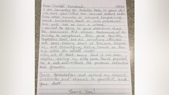 Inmate's letter thanks Carver County Jail staff for 'safe environment for personal reflection'