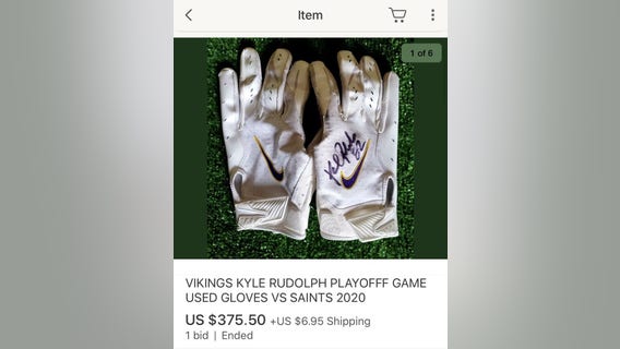 Buyer offers to donate to charity after Kyle Rudolph's playoff game gloves turn up on eBay