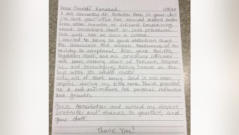 A letter from an inmate to the Carver County Sheriff