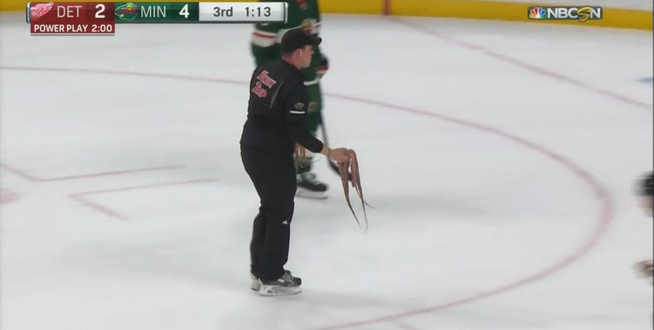 Giant Octopus Thrown On Ice At Detroit Red Wings Game