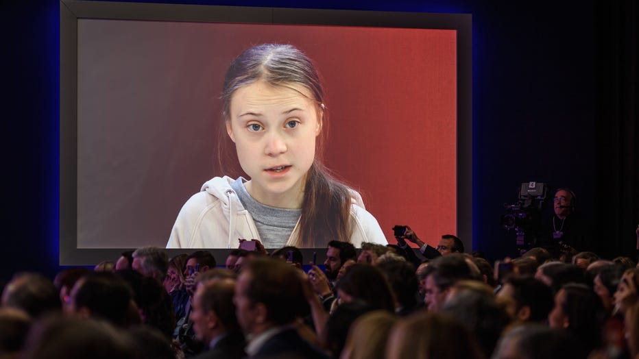 Swedish climate activist Greta Thunberg attends a session at the World Economic Forum (WEF) annual meeting in Davos, on Jan. 21, 2020. (Photo by FABRICE COFFRINI/AFP via Getty Images)