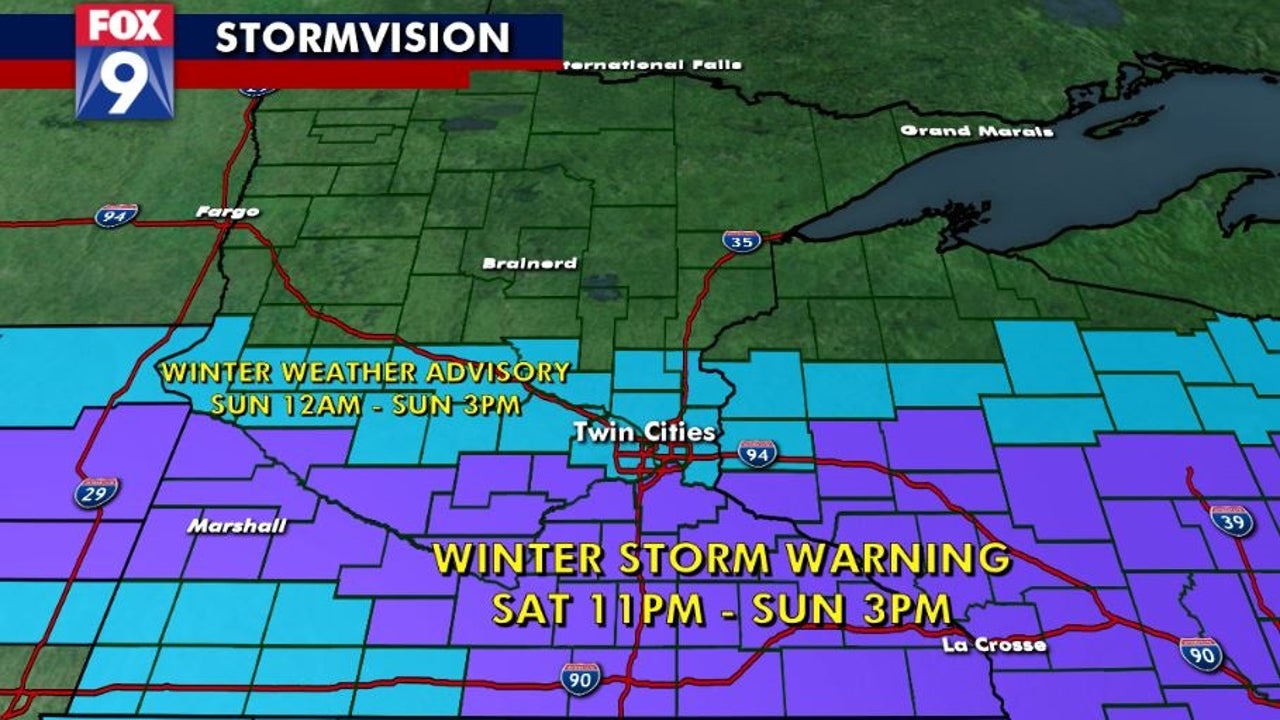 Winter storm warning issued for parts of metro, southern Minnesota