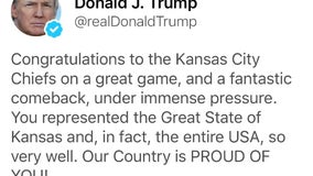 Trump congratulates Kansas City Chiefs of "the Great State of Kansas" in since-deleted Tweet
