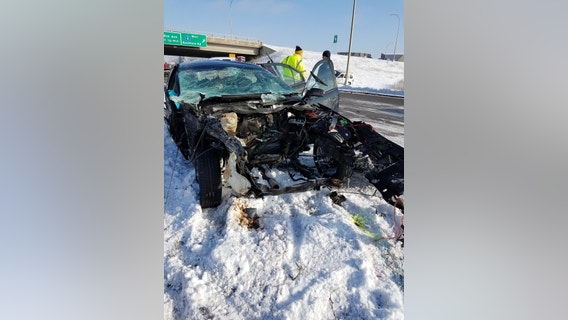 Engine ejected from vehicle during crash on Hwy. 169 in Plymouth, Minnesota