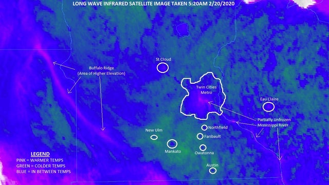 Urban heat island in full display Thursday morning