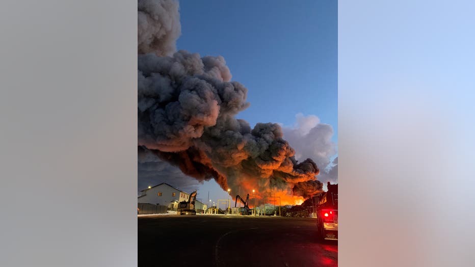 The Northern Metals fire in Becker, Minn. rages two days after it started.