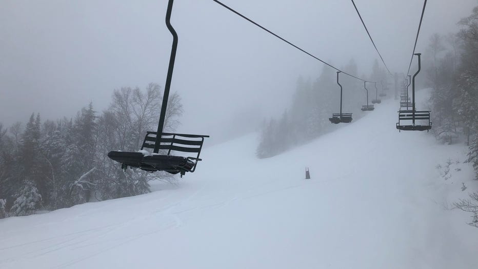 A chairlift on Lutsen Mountains in Lutsen, Minn. 