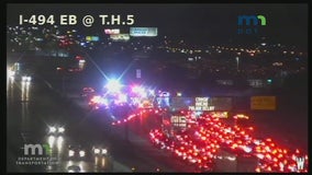 494 westbound lanes closed at Highway 5 near airport for crash