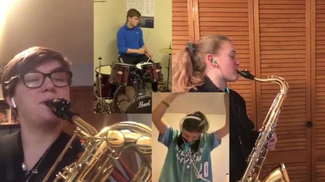 Minnesota band students perform 'Bad Guy' social distancing style