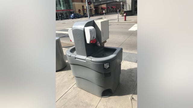 Hand-washing stations placed throughout downtown Minneapolis amid COVID-19 pandemic