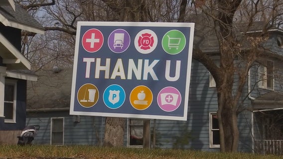 Edina, Minnesota family selling 'Thank U' signs to give back to heroes of COVID-19 pandemic