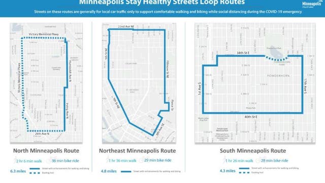 Minneapolis closing more streets to traffic to create 3 loops for pedestrians, cyclists