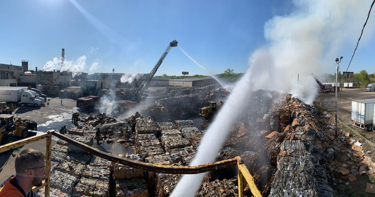Fire breaks out in pile of cardboard at recycling center in St. Paul ...