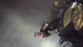 Video captures officers rescuing cat that got head stuck in soup can