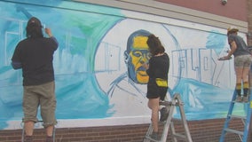 Artists pay tribute to George Floyd with mural at 38th and Chicago in Minneapolis