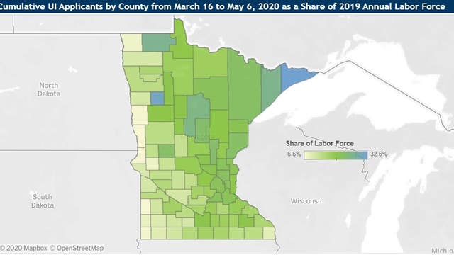 Northern Minnesota counties see higher percentage of unemployment filings