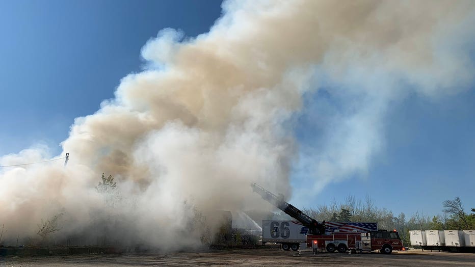 Fire breaks out in pile of cardboard at recycling center in St. Paul