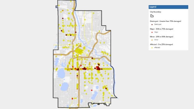 Map shows approximately 700 buildings damaged in Minneapolis riots